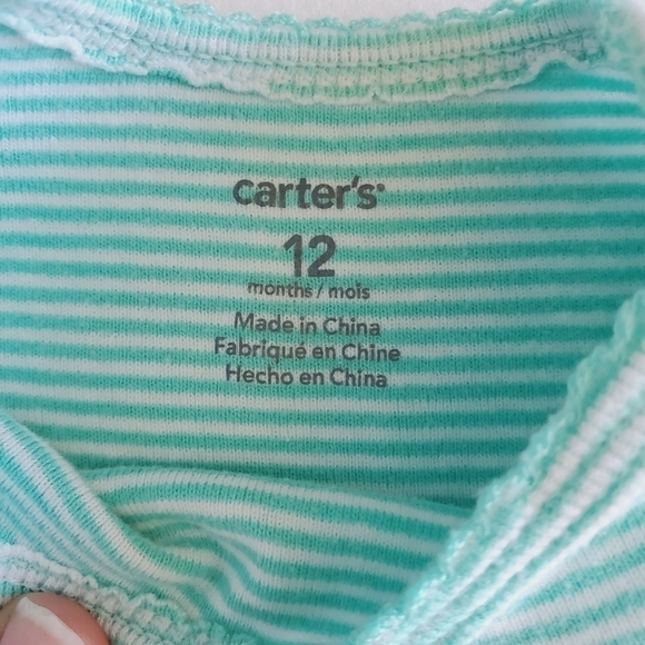 K1142 * Carter's Embroidered Puppy/Hug Me Onesie Green/White Size 12M - Picture 4 of 6